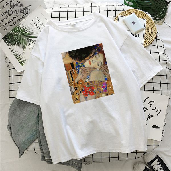 fashion lady t shirt the kiss by gustav klimt printing t shirt summer new hooded harajuku oversize loose womens casual top, White
fashion lady t shirt the kiss by gustav klimt printing t shirt summer new hooded harajuku oversize loose womens casual top, White