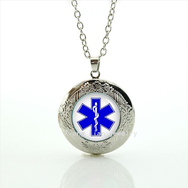 the oddly shaped alert diabetic picture blue and white snake locket necklace wedding groom gift, Silver
the oddly shaped alert diabetic picture blue and white snake locket necklace wedding groom gift, Silver