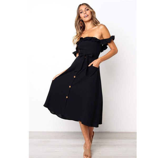 2019 backless women summer dress ruffles off shoulder beach dress buttons strapless long sundress boho midi dress vestidos
2019 backless women summer dress ruffles off shoulder beach dress buttons strapless long sundress boho midi dress vestidos