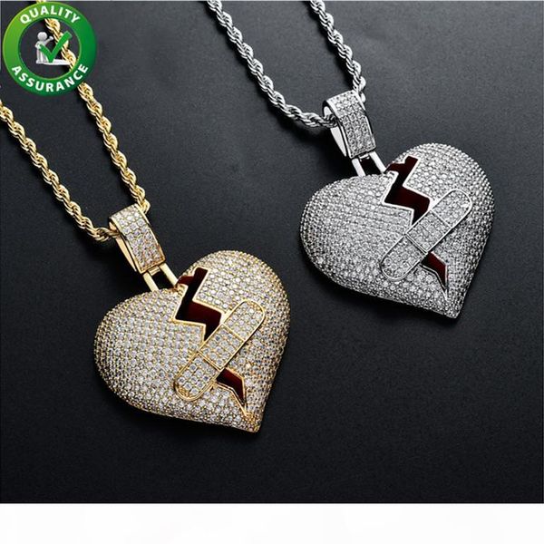hip hop bling chains jewelry men luxury designer necklace iced out pendant diamond cz mens broken heart pendants rapper fashion accessories, Silver
hip hop bling chains jewelry men luxury designer necklace iced out pendant diamond cz mens broken heart pendants rapper fashion accessories, Silver