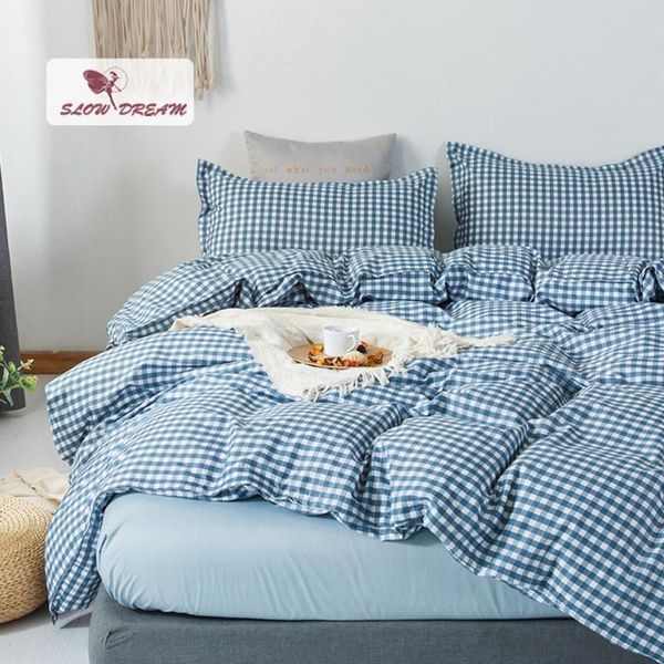 slowdream blue grid bedding set japan style comfortable duvet cover flat sheet double single family size bed linen set
slowdream blue grid bedding set japan style comfortable duvet cover flat sheet double single family size bed linen set