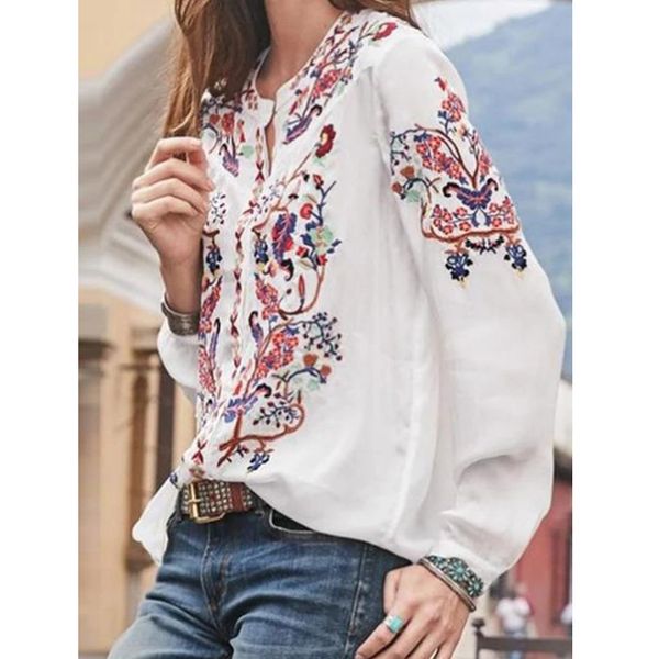 women's loose floral printing long sleeves shirt women plus size casual flower t shirt fashion clothing for women, White
women's loose floral printing long sleeves shirt women plus size casual flower t shirt fashion clothing for women, White