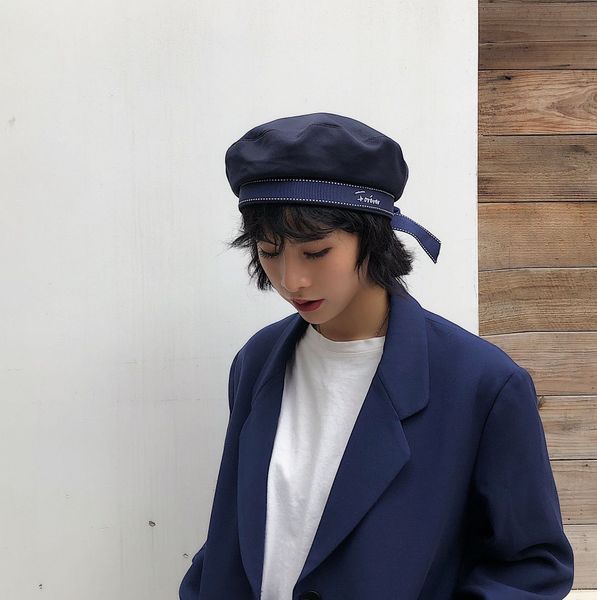 embroidered bowknotstyle navy flat hat beret sweet cute beret female korean style flat hat, Blue;gray
embroidered bowknotstyle navy flat hat beret sweet cute beret female korean style flat hat, Blue;gray