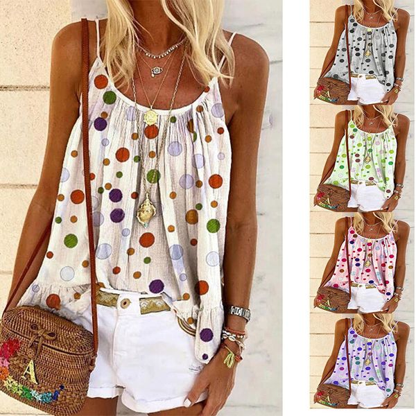 women's t-shirt plus size summer 2021 dot print women sling point v-neck sleeveless casual clothes bottoming camisole white 
women's t-shirt plus size summer 2021 dot print women sling point v-neck sleeveless casual clothes bottoming camisole white