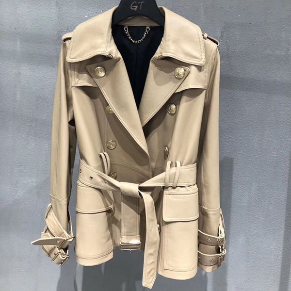 women coats 100% real 2020 fashion sheepskin genuine leather short windbreaker, Black 
women coats 100% real 2020 fashion sheepskin genuine leather short windbreaker, Black