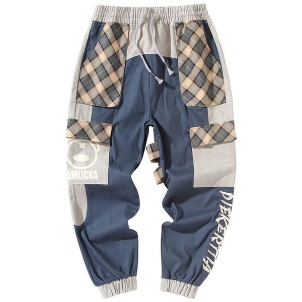 pants men patchwork cargo pants streetwear trouser plaid print letter embroidery elastic waist baggy joggers sweatpants, Black
pants men patchwork cargo pants streetwear trouser plaid print letter embroidery elastic waist baggy joggers sweatpants, Black