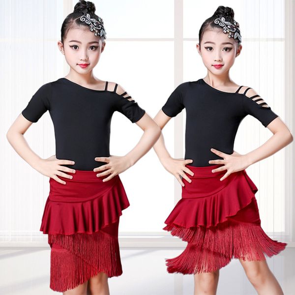 children latin dance dress for girl shoulder out latin dance for girls tassel fringe dresses performance practice dancing suit, Black;red
children latin dance dress for girl shoulder out latin dance for girls tassel fringe dresses performance practice dancing suit, Black;red