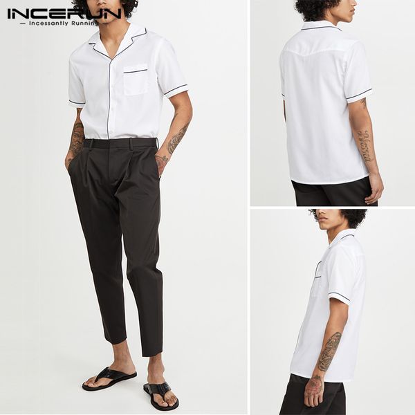 incerun mens leisure shirts fashion solid color patchwork camisa casual short sleeve lapel shirts loose baggy blouse plus size, White;black
incerun mens leisure shirts fashion solid color patchwork camisa casual short sleeve lapel shirts loose baggy blouse plus size, White;black