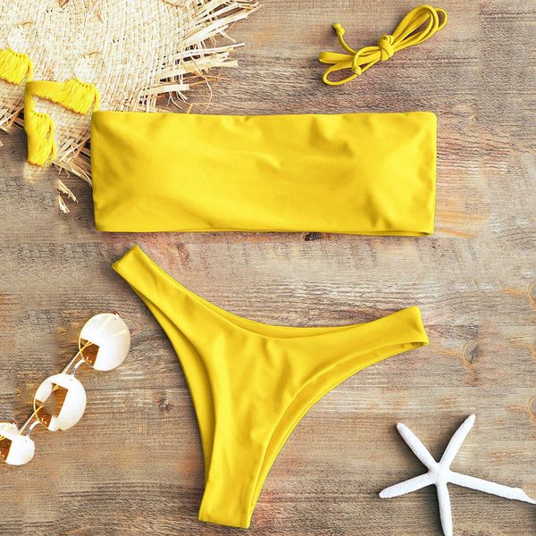 swimwear strapless solid padded bandeau bikini set swimsuit wire padded bathing suit solid mid waisted swimming suits, White;black
swimwear strapless solid padded bandeau bikini set swimsuit wire padded bathing suit solid mid waisted swimming suits, White;black