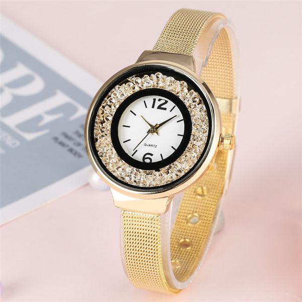 exquisite quartzwacth women unique arabic numerals dial elegant steel mesh band black silver gold orologio donna, Slivery;brown 
exquisite quartzwacth women unique arabic numerals dial elegant steel mesh band black silver gold orologio donna, Slivery;brown