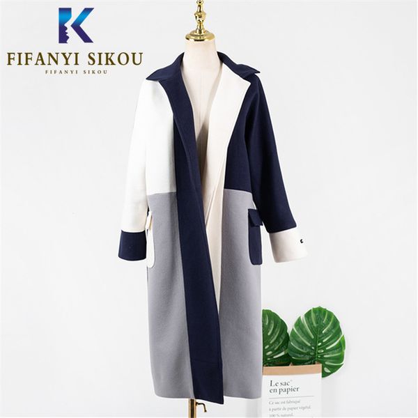 fashion patchwork women wool blend winter coat pocket lapel long trench coat warm overcoat lady loose woolen, Black
fashion patchwork women wool blend winter coat pocket lapel long trench coat warm overcoat lady loose woolen, Black