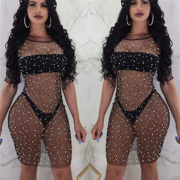 ladies sequins shinny fishnet cover up women dress hollow out short sleeve swimwear bathing suit beachwear dress, Black;gray
ladies sequins shinny fishnet cover up women dress hollow out short sleeve swimwear bathing suit beachwear dress, Black;gray