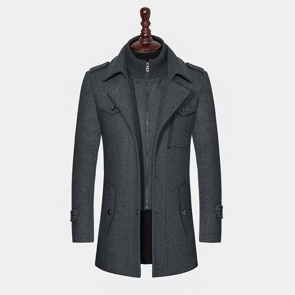 lapel windbreaker wool wool woolen men's double collar mid-length woolen trench coat men's coat, Black 
lapel windbreaker wool wool woolen men's double collar mid-length woolen trench coat men's coat, Black
