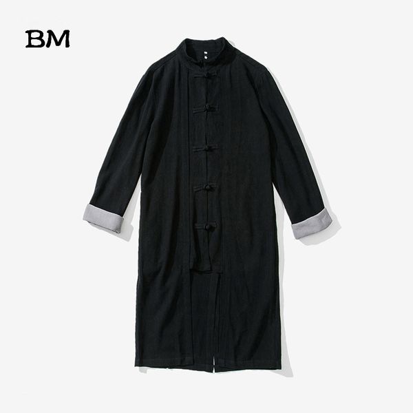 men's tang chinese tunic suit large han clothing antique chinese style linen long sleeve middle-long windbreaker, Tan;black
men's tang chinese tunic suit large han clothing antique chinese style linen long sleeve middle-long windbreaker, Tan;black