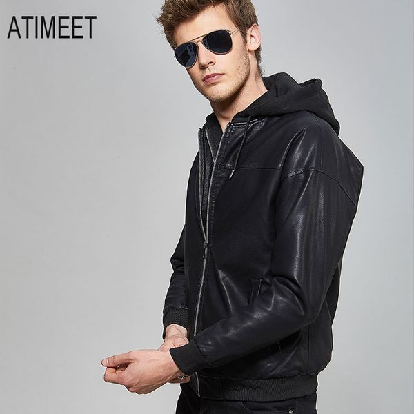 men's fur & faux mens leather jackets spring and autumn hooded motorcycle male pu coats biker fashion outerwear, Black
men's fur & faux mens leather jackets spring and autumn hooded motorcycle male pu coats biker fashion outerwear, Black