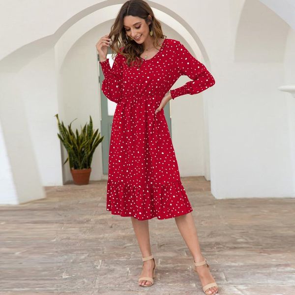 casual dresses women summer lady v-neck long sleeve ruffle wave point print lantern vestidos #23, Black;gray
casual dresses women summer lady v-neck long sleeve ruffle wave point print lantern vestidos #23, Black;gray