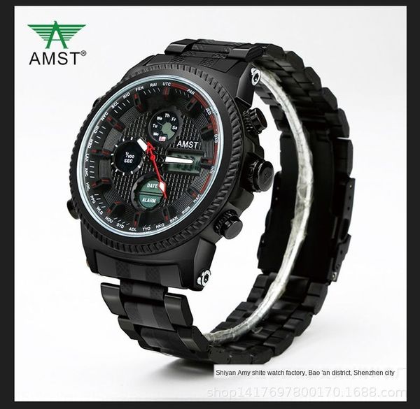 amst sports quartz men's luminous electronic fashion waterproof luminous electronic watch student steel belt watch, Blue
amst sports quartz men's luminous electronic fashion waterproof luminous electronic watch student steel belt watch, Blue
