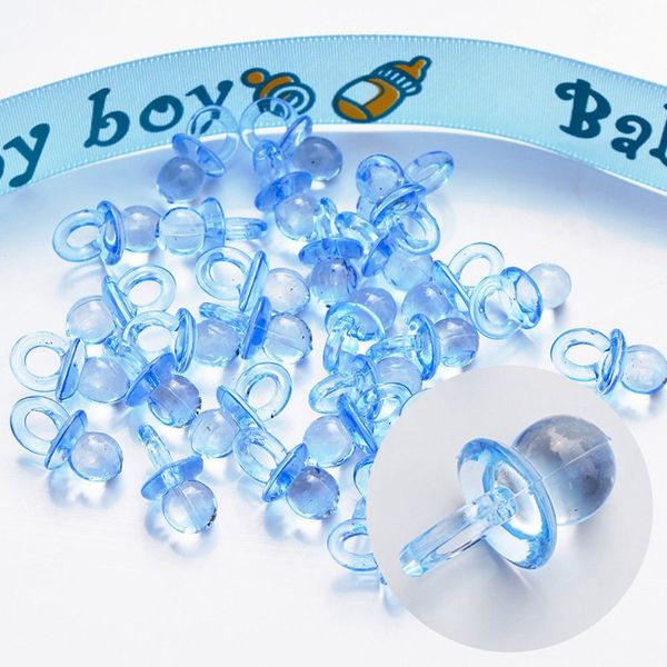 Mini Plastic Pacifiers Nipple Acrylic Baby Shower Favor Pacifier Girl Boy Decor Birthday Party Gift Baby Pacifier Clips 50pcs