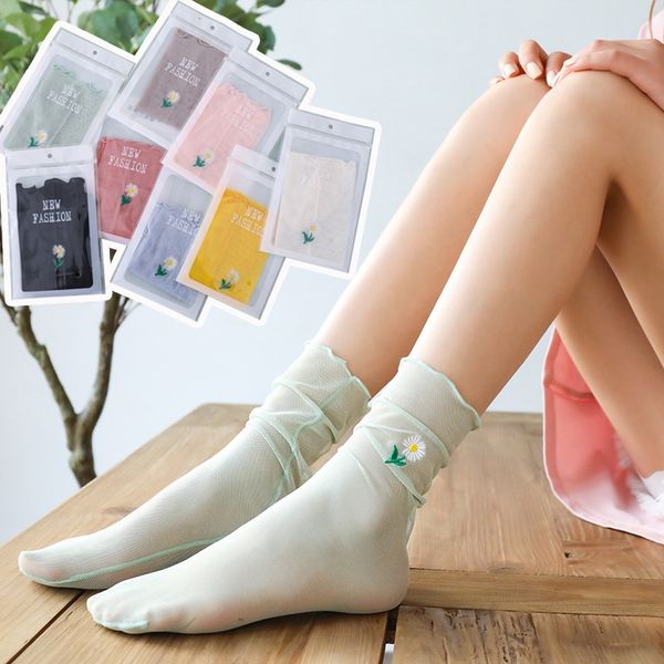 new embroidery daisy stockings card silk stockings thin stacked socks women's transparent glass silk mesh socks, Pink;yellow
new embroidery daisy stockings card silk stockings thin stacked socks women's transparent glass silk mesh socks, Pink;yellow