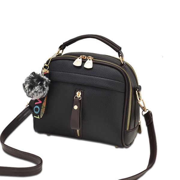 fashion women handbag pu leather women messenger plain bags with ball toy female shoulder bags ladies party handbags 2020