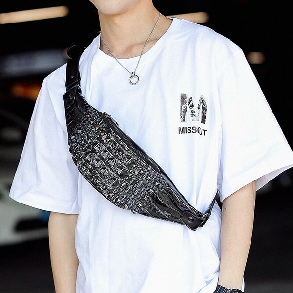 men handbag new crocodile leather chest bag multifunctional rivet outdoor leisure messenger bag personalized crocodile sports shoulder bag
men handbag new crocodile leather chest bag multifunctional rivet outdoor leisure messenger bag personalized crocodile sports shoulder bag