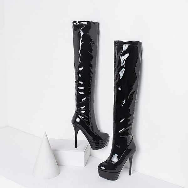 over the knee high boots women winter snow high heels platform boots shoes party wedding shoes woman size 41 42 43, Black
over the knee high boots women winter snow high heels platform boots shoes party wedding shoes woman size 41 42 43, Black