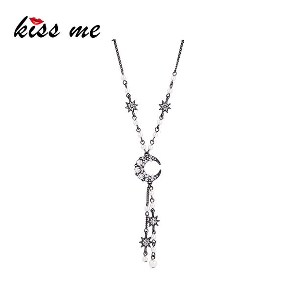 kiss me exquisite crystal acrylic pearl star moon tassel pendant necklace for women gun metal color long chain alloy necklaces, Silver
kiss me exquisite crystal acrylic pearl star moon tassel pendant necklace for women gun metal color long chain alloy necklaces, Silver