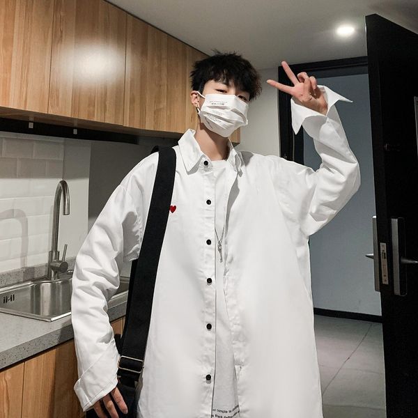 e-baihui 2021 spring hong kong style jacket ins wind tooling men's long-sleeved shirt loose student wild shirt couple jacket tg031, White;black
e-baihui 2021 spring hong kong style jacket ins wind tooling men's long-sleeved shirt loose student wild shirt couple jacket tg031, White;black