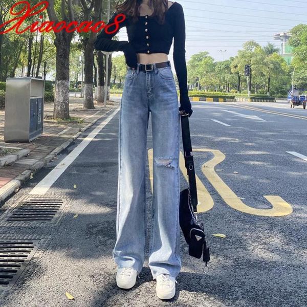 hole high waist jeans woman wide leg denim pants femme vintage boyfriend jeans for women casual loose trousers womens clothes, Blue
hole high waist jeans woman wide leg denim pants femme vintage boyfriend jeans for women casual loose trousers womens clothes, Blue