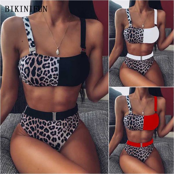 women's swimwear 2021 leopard patchwork bikini set women waist belt swimsuit metal buckle s-l girl high bathing suit, White;black
women's swimwear 2021 leopard patchwork bikini set women waist belt swimsuit metal buckle s-l girl high bathing suit, White;black