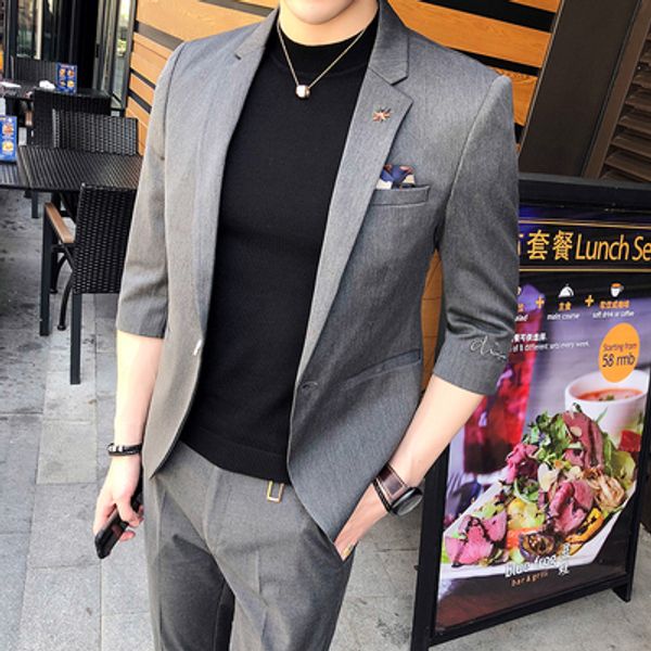 2020 new suit male british style korean slim half-sleeved suit casual dress small size five-point sleeve men's tide, White;black
2020 new suit male british style korean slim half-sleeved suit casual dress small size five-point sleeve men's tide, White;black
