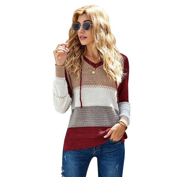 shiying knitted hooded sweater womens european and american long-sleeved loose fashion colorful striped pullover womens knitted sweater, Black
shiying knitted hooded sweater womens european and american long-sleeved loose fashion colorful striped pullover womens knitted sweater, Black