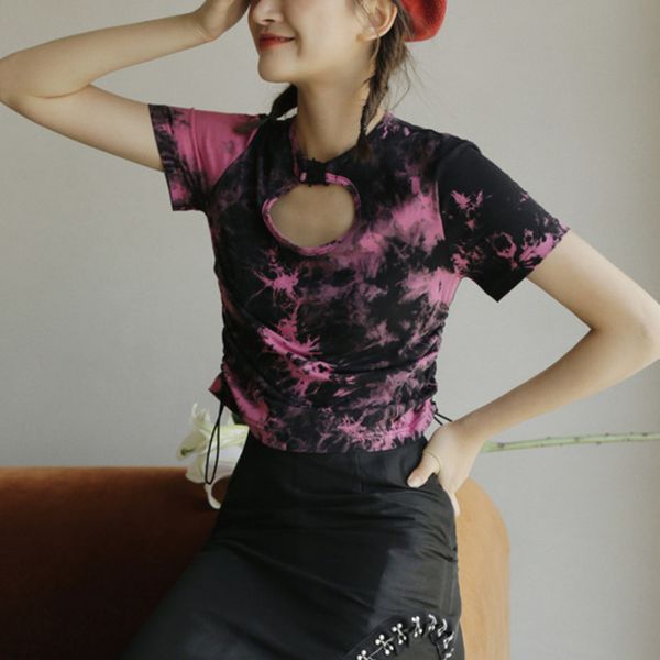 tie dye t shirt women drawstring short sleeve tshirt cut out summer fashion tee shirt femme designer 2020 p381, White
tie dye t shirt women drawstring short sleeve tshirt cut out summer fashion tee shirt femme designer 2020 p381, White
