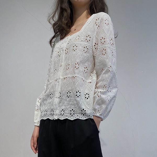 sd1d0 f2013 square collar lace embroidered fashionable temperament hollow cardigan 2020 new women's embroidered shirt solid color sh, White
sd1d0 f2013 square collar lace embroidered fashionable temperament hollow cardigan 2020 new women's embroidered shirt solid color sh, White