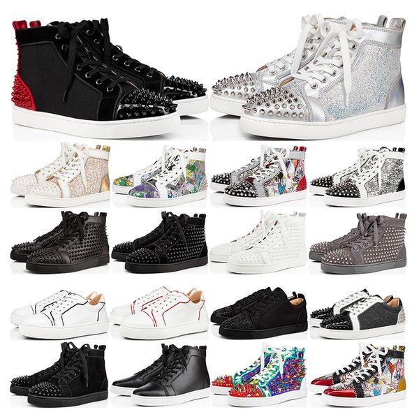 mens sneakers red bottoms studded spikes fashion suede leather black silver women flat shoes party lovers size 36-46 with box
mens sneakers red bottoms studded spikes fashion suede leather black silver women flat shoes party lovers size 36-46 with box