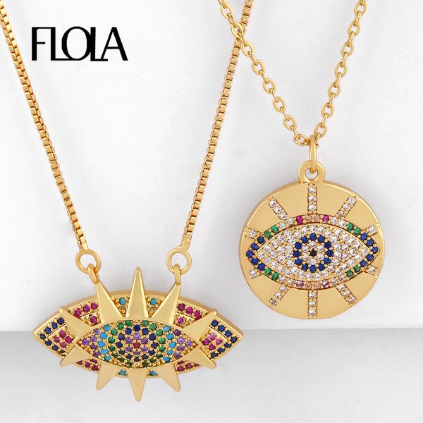 flola gold filled evil eye necklaces for women blue eye pendants necklaces crystal cz zircon rainbow jewelry olho grego nkeq21, Silver
flola gold filled evil eye necklaces for women blue eye pendants necklaces crystal cz zircon rainbow jewelry olho grego nkeq21, Silver