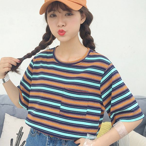 women's t-shirt t-shirts for women striped harajuku short sleeve tee korean kawaii o-neck girls t shirt summer breathable streetwear t, White
women's t-shirt t-shirts for women striped harajuku short sleeve tee korean kawaii o-neck girls t shirt summer breathable streetwear t, White