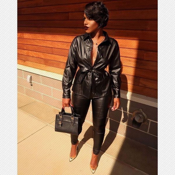 w8249 amazon independent station cross-border womens fashion casual pu leather suit two-piece set, Black
w8249 amazon independent station cross-border womens fashion casual pu leather suit two-piece set, Black