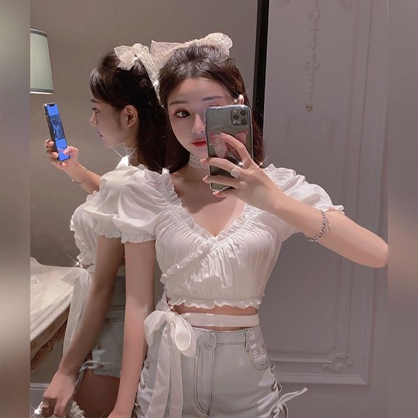 white low-cut v-neck crop women's clothing club summer style shirts korean clothes ladies blouses puff sleeve new
white low-cut v-neck crop women's clothing club summer style shirts korean clothes ladies blouses puff sleeve new