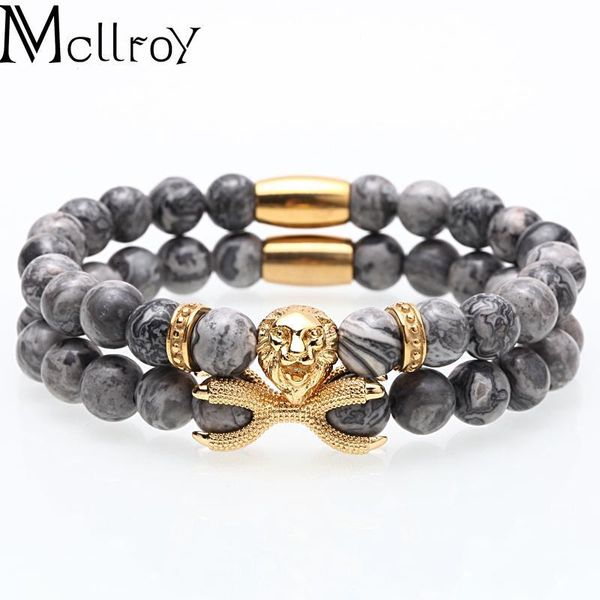mcllroy strand bracelet men women stone beads stainless steel lion charms bracelets set handmade customized fashion jewelry, Golden;silver
mcllroy strand bracelet men women stone beads stainless steel lion charms bracelets set handmade customized fashion jewelry, Golden;silver