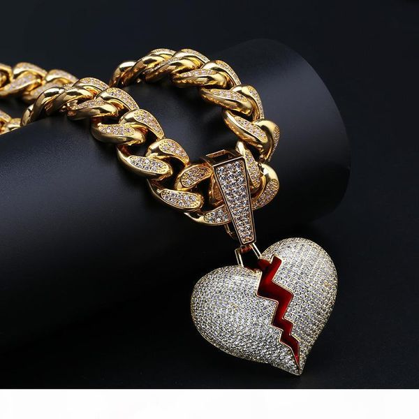 fashion broken heart iced out chain pendant necklace statement gold color cubic zircon necklace hip hop men's jewelry gift, Silver
fashion broken heart iced out chain pendant necklace statement gold color cubic zircon necklace hip hop men's jewelry gift, Silver
