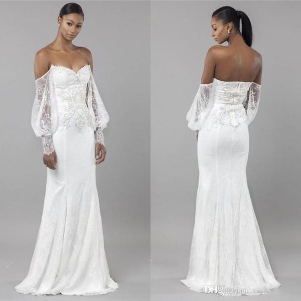 elegant long sleeves off shoulder mermaid wedding dresses african bohemian beach wedding gowns lace sweep train bridal gowns, White
elegant long sleeves off shoulder mermaid wedding dresses african bohemian beach wedding gowns lace sweep train bridal gowns, White