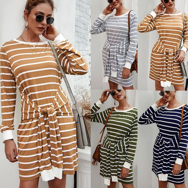 long sleeve a line dress ol style women clothing autumn ladies designer dress striped printed knitting strap design, Black;gray
long sleeve a line dress ol style women clothing autumn ladies designer dress striped printed knitting strap design, Black;gray