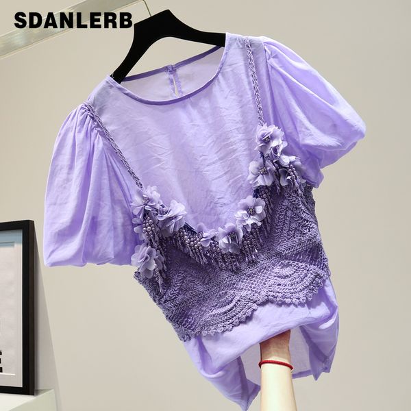 summer shirt woman loose puff sleeve chiffon shirt women's beaded diamond flower strap two-piece fashion blouse blusas, White
summer shirt woman loose puff sleeve chiffon shirt women's beaded diamond flower strap two-piece fashion blouse blusas, White