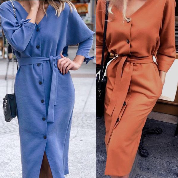 plus size v-neck autumn long sleeve women dress ladies sashes button casual work dress fashion women midi 2020dress vintage
plus size v-neck autumn long sleeve women dress ladies sashes button casual work dress fashion women midi 2020dress vintage