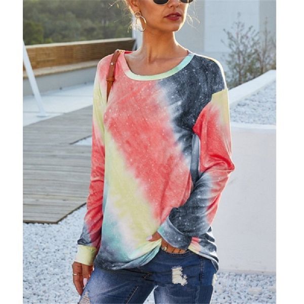 tie dye o-neck womens t-shirts spring autumn long sleeve loose breathable relaxed women casual t shirts, White
tie dye o-neck womens t-shirts spring autumn long sleeve loose breathable relaxed women casual t shirts, White