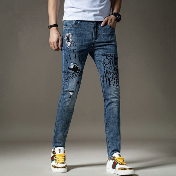 2020 fear god hip hop skinny motorcycle jeans printed embroidery zipper designer jeans men slim tall men, Blue
2020 fear god hip hop skinny motorcycle jeans printed embroidery zipper designer jeans men slim tall men, Blue