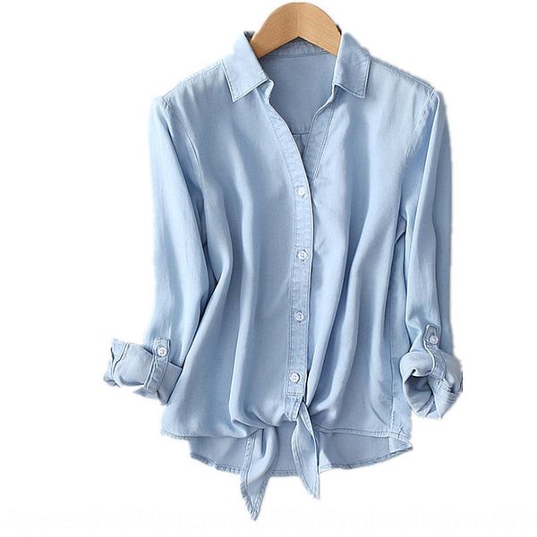 spring and summer fashion lapel open hem waist lace-up denimshirt denim light blue comfortable tencel cotton denim shirt for women, White
spring and summer fashion lapel open hem waist lace-up denimshirt denim light blue comfortable tencel cotton denim shirt for women, White