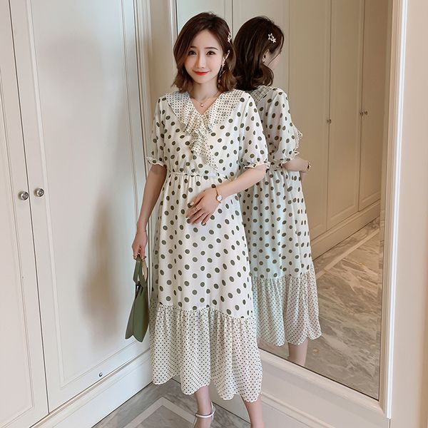 913# maternity clothes nursing dress summer polka dot dress for pregnant women pregnancy clothes breastfeeding, White
913# maternity clothes nursing dress summer polka dot dress for pregnant women pregnancy clothes breastfeeding, White
