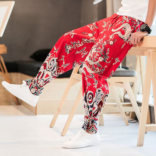men's pants print kimono men japan style casual thin trousers asian clothing handmade plate buttons, Black
men's pants print kimono men japan style casual thin trousers asian clothing handmade plate buttons, Black